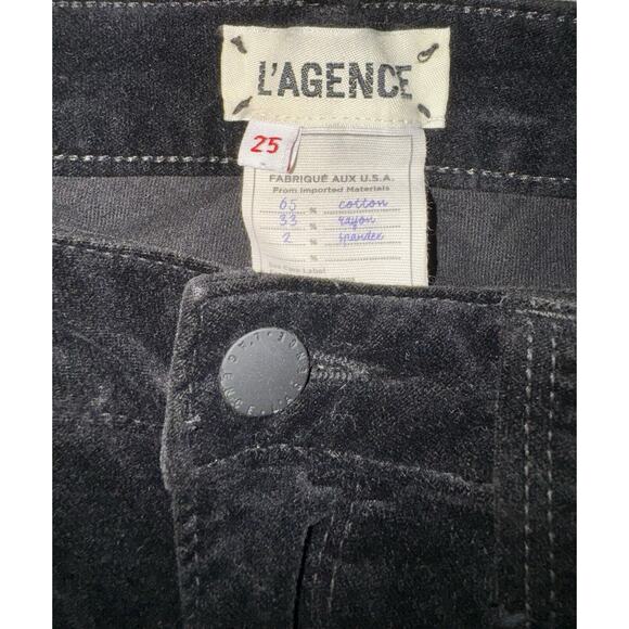L’Agence Black Crush Velvet Skinny Jeans Sz 25” x 26”, Rise 9” - Picture 3 of 3